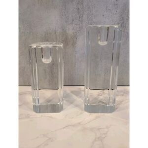 Kosta Boda Anna Ehrner Candleholders Swedish crystal Pillar Set Number Signed